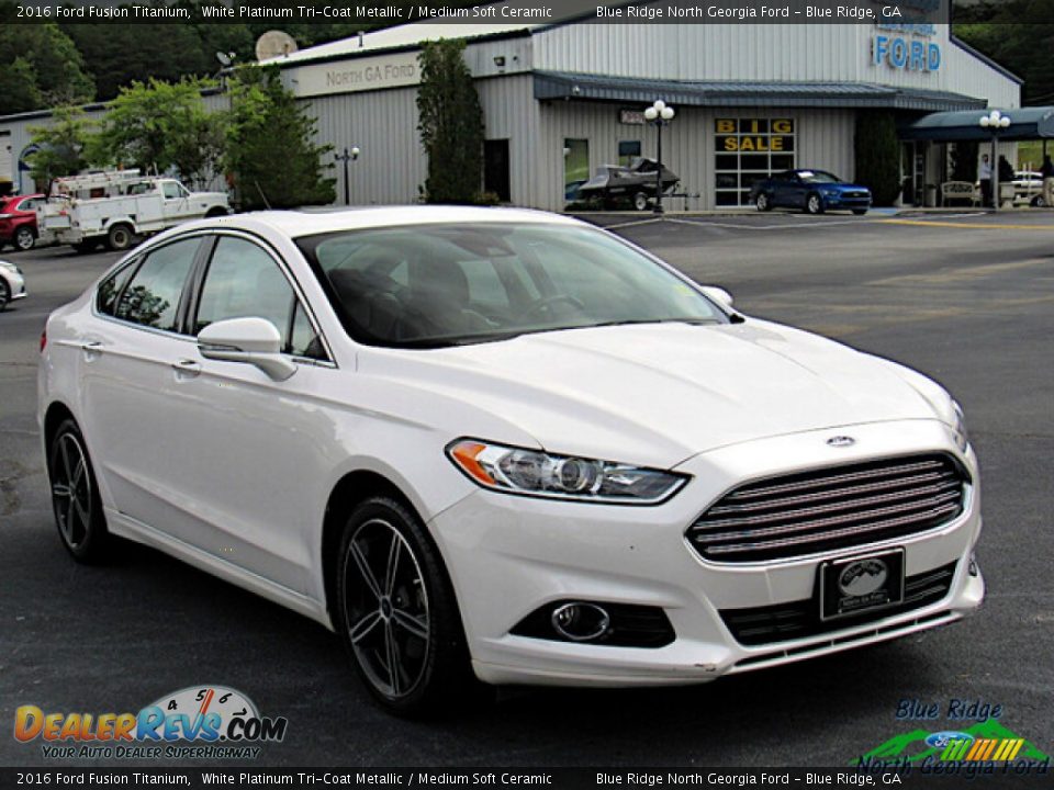 2016 Ford Fusion Titanium White Platinum Tri-Coat Metallic / Medium Soft Ceramic Photo #7