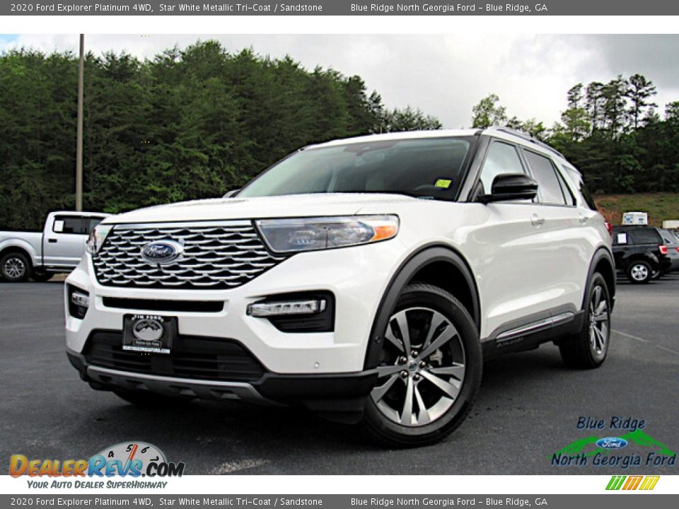 2020 Ford Explorer Platinum 4WD Star White Metallic Tri-Coat / Sandstone Photo #1