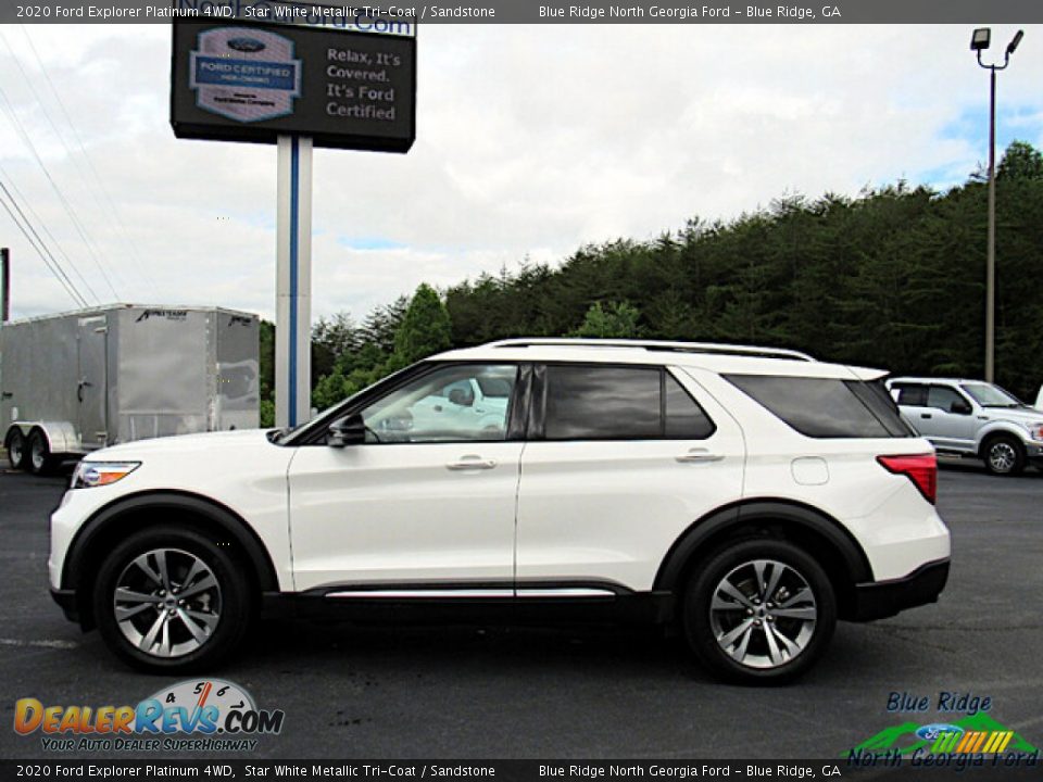 2020 Ford Explorer Platinum 4WD Star White Metallic Tri-Coat / Sandstone Photo #2