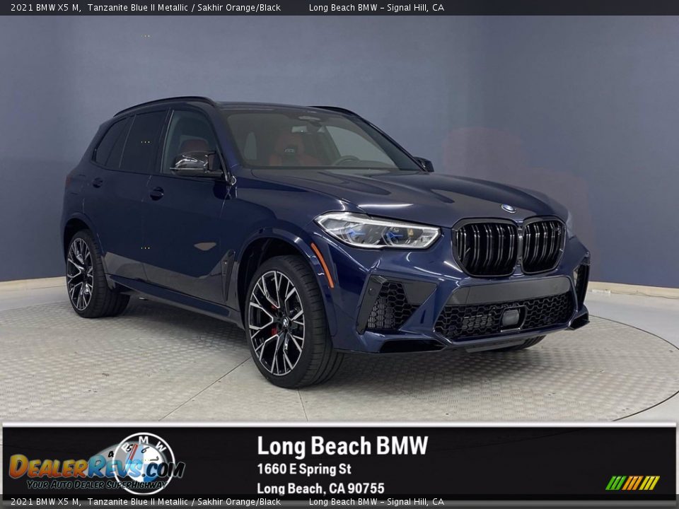 2021 BMW X5 M Tanzanite Blue II Metallic / Sakhir Orange/Black Photo #1