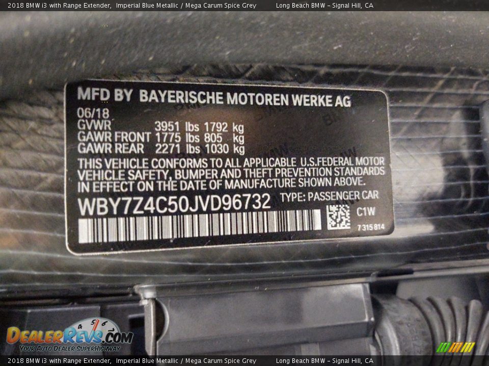 2018 BMW i3 with Range Extender Imperial Blue Metallic / Mega Carum Spice Grey Photo #32