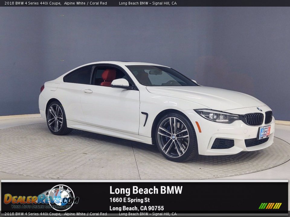 2018 BMW 4 Series 440i Coupe Alpine White / Coral Red Photo #1