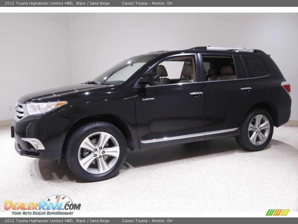 2012 Toyota Highlander Limited 4WD Black / Sand Beige Photo #3