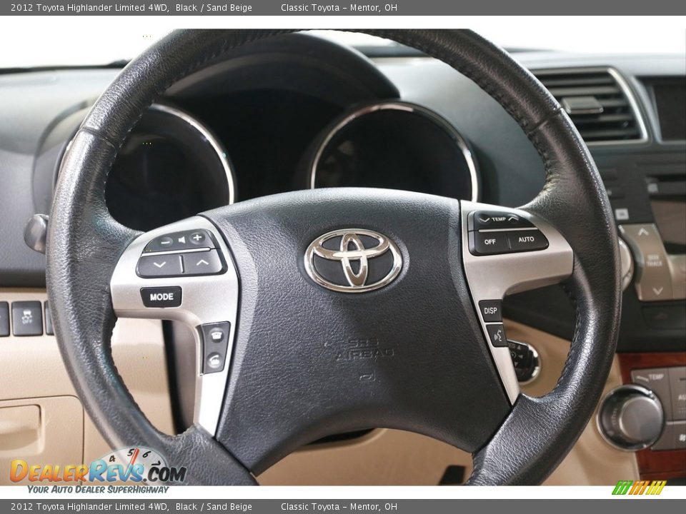 2012 Toyota Highlander Limited 4WD Black / Sand Beige Photo #7