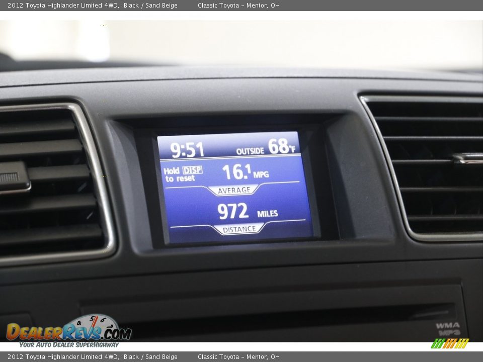 2012 Toyota Highlander Limited 4WD Black / Sand Beige Photo #12