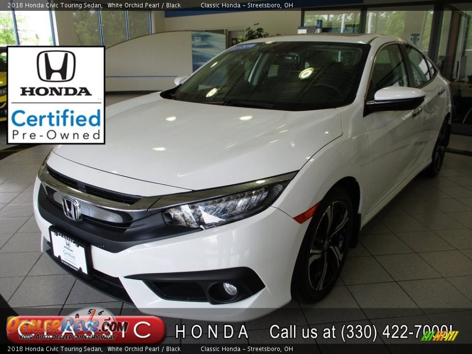 2018 Honda Civic Touring Sedan White Orchid Pearl / Black Photo #1