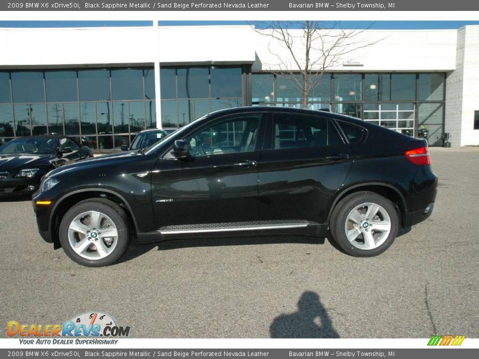 2009 BMW X6 xDrive50i Black Sapphire Metallic / Sand Beige Perforated Nevada Leather Photo #2