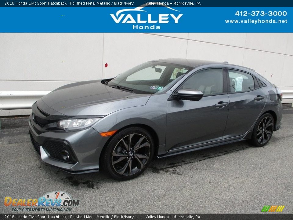 2018 Honda Civic Sport Hatchback Polished Metal Metallic / Black/Ivory Photo #1