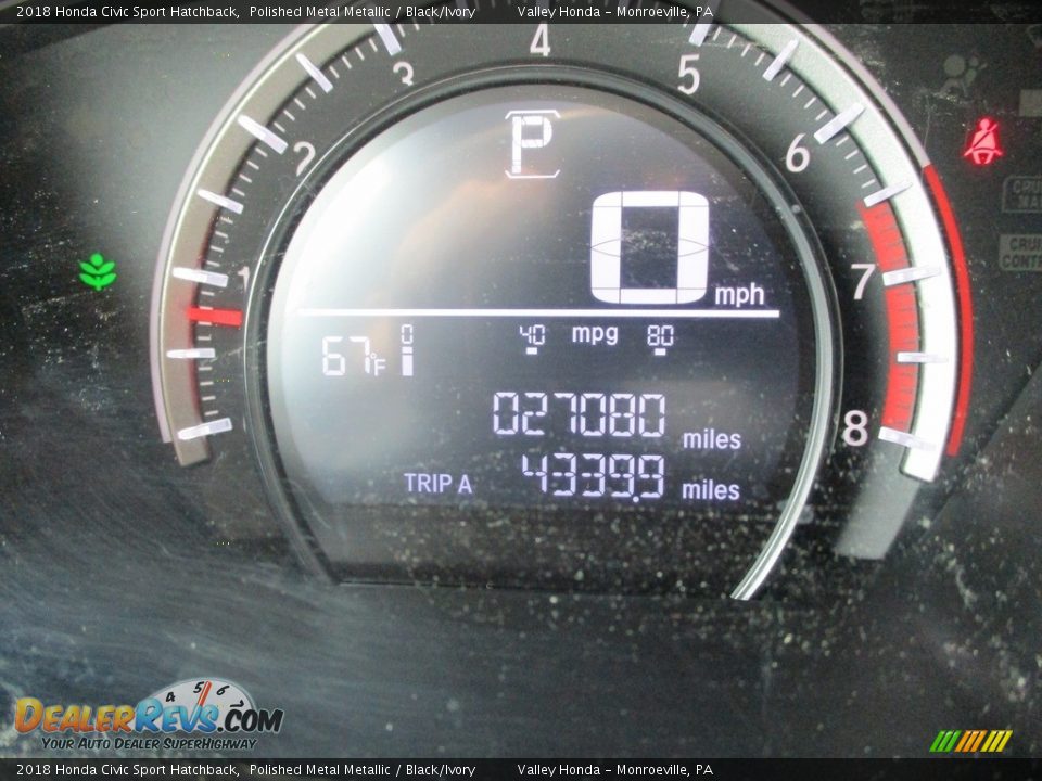 2018 Honda Civic Sport Hatchback Polished Metal Metallic / Black/Ivory Photo #19