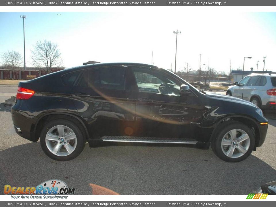 2009 BMW X6 xDrive50i Black Sapphire Metallic / Sand Beige Perforated Nevada Leather Photo #6