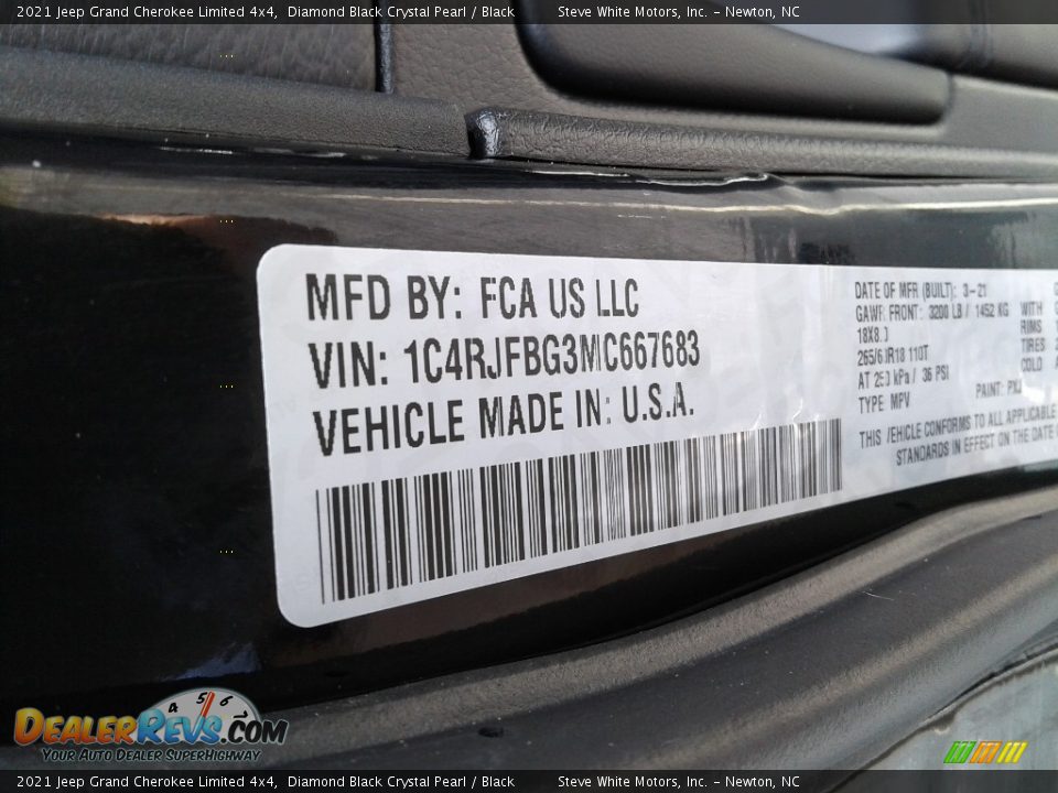 2021 Jeep Grand Cherokee Limited 4x4 Diamond Black Crystal Pearl / Black Photo #33