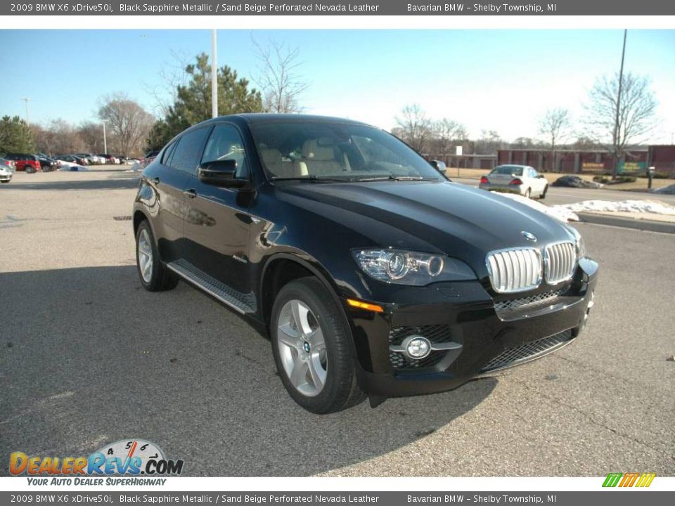 2009 BMW X6 xDrive50i Black Sapphire Metallic / Sand Beige Perforated Nevada Leather Photo #7