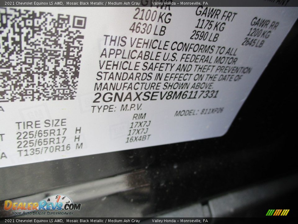 2021 Chevrolet Equinox LS AWD Mosaic Black Metallic / Medium Ash Gray Photo #19