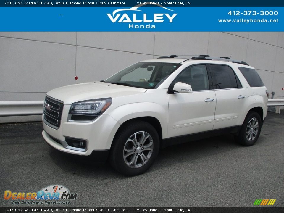 2015 GMC Acadia SLT AWD White Diamond Tricoat / Dark Cashmere Photo #1