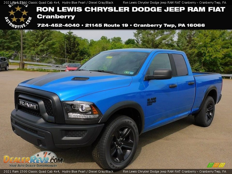 2021 Ram 1500 Classic Quad Cab 4x4 Hydro Blue Pearl / Diesel Gray/Black Photo #1