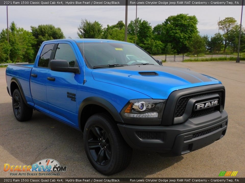 2021 Ram 1500 Classic Quad Cab 4x4 Hydro Blue Pearl / Diesel Gray/Black Photo #3