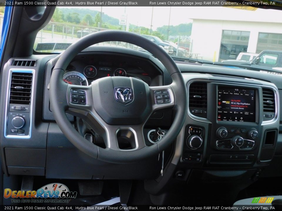 2021 Ram 1500 Classic Quad Cab 4x4 Hydro Blue Pearl / Diesel Gray/Black Photo #13