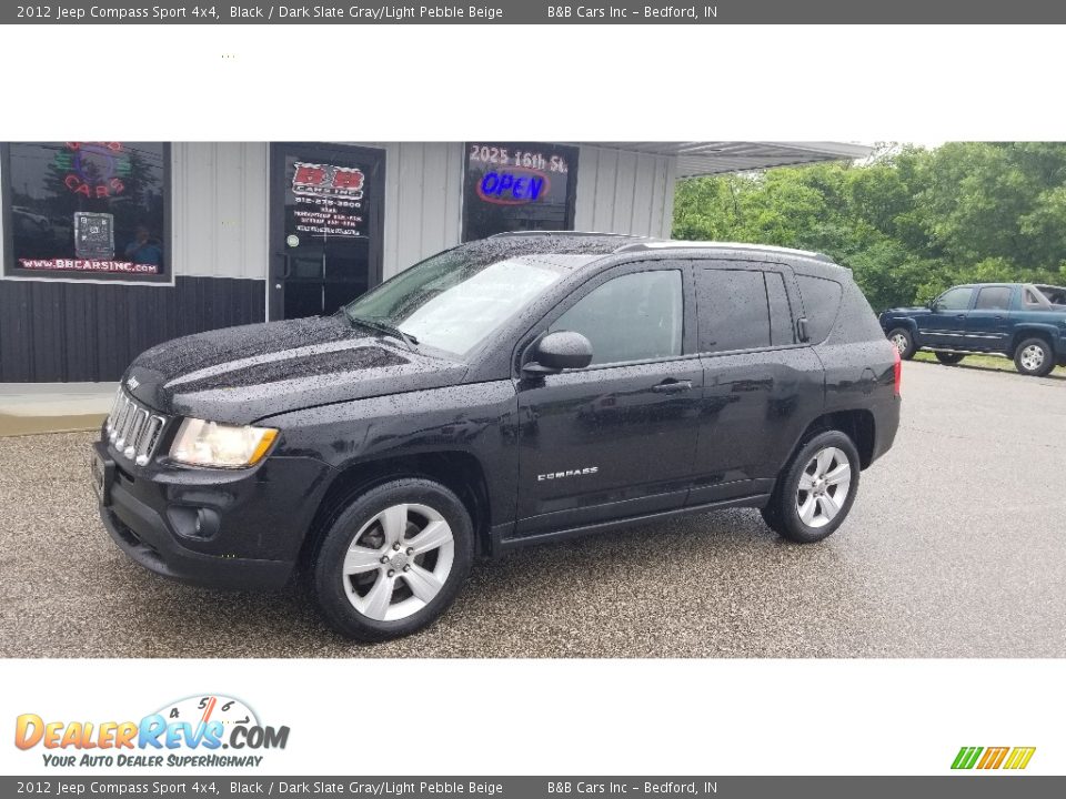 2012 Jeep Compass Sport 4x4 Black / Dark Slate Gray/Light Pebble Beige Photo #1