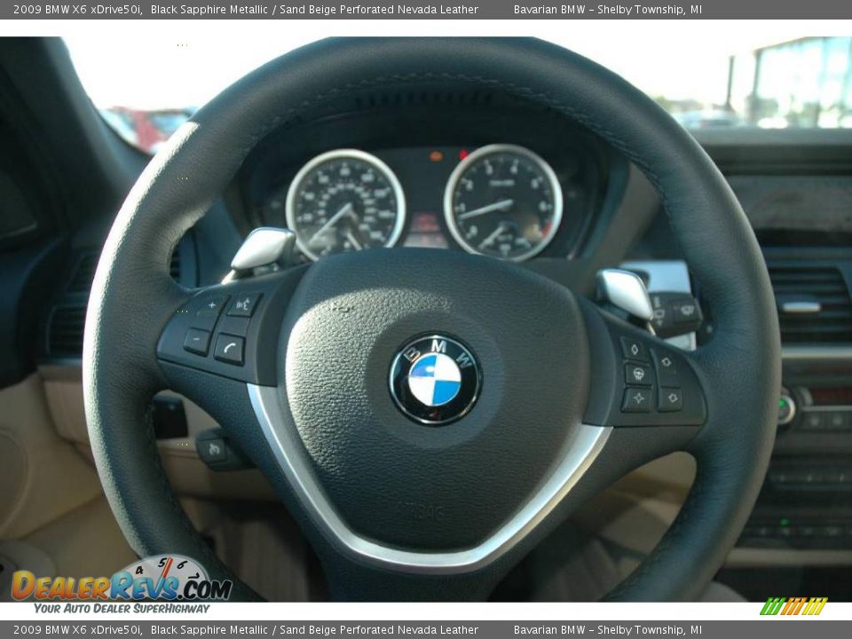 2009 BMW X6 xDrive50i Black Sapphire Metallic / Sand Beige Perforated Nevada Leather Photo #18