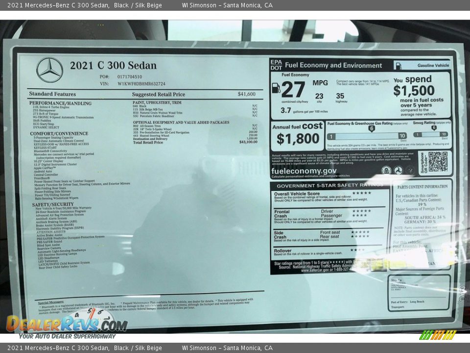 2021 Mercedes-Benz C 300 Sedan Black / Silk Beige Photo #13