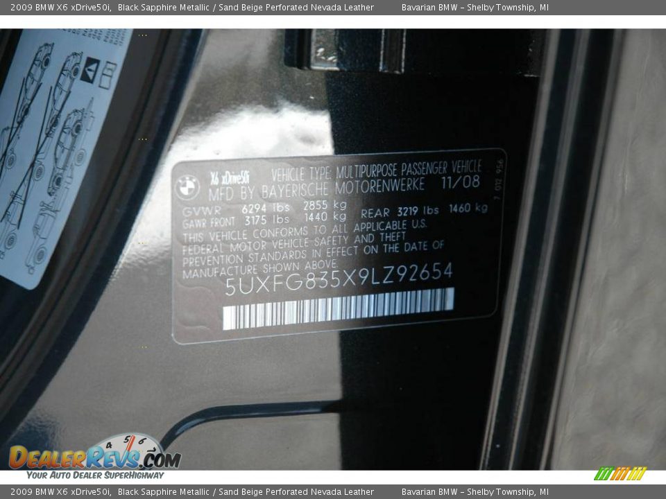 2009 BMW X6 xDrive50i Black Sapphire Metallic / Sand Beige Perforated Nevada Leather Photo #21