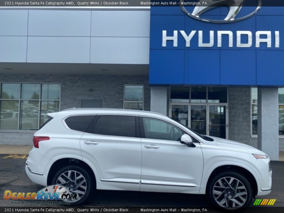 2021 Hyundai Santa Fe Calligraphy AWD Quartz White / Obsidian Black Photo #2