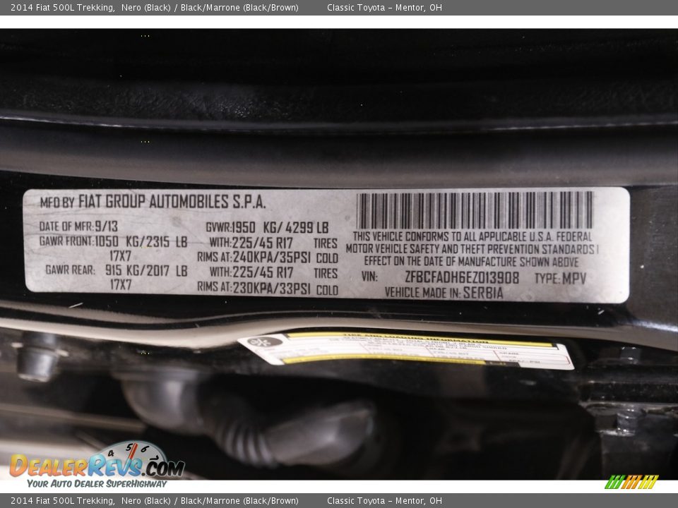 2014 Fiat 500L Trekking Nero (Black) / Black/Marrone (Black/Brown) Photo #20