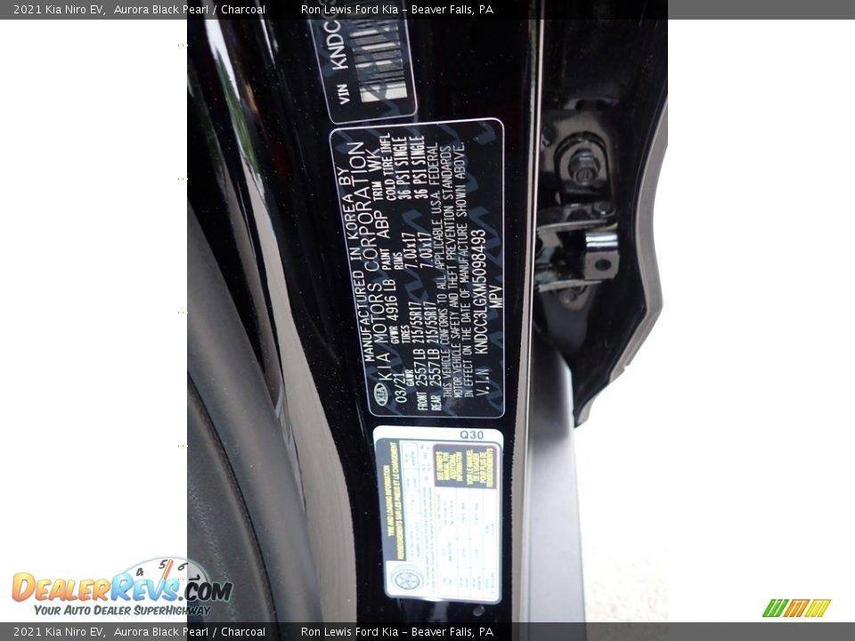 2021 Kia Niro EV Aurora Black Pearl / Charcoal Photo #14