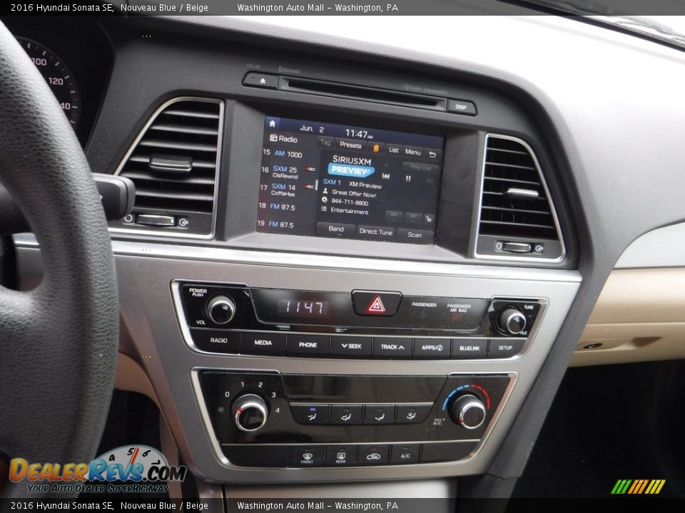 2016 Hyundai Sonata SE Nouveau Blue / Beige Photo #15