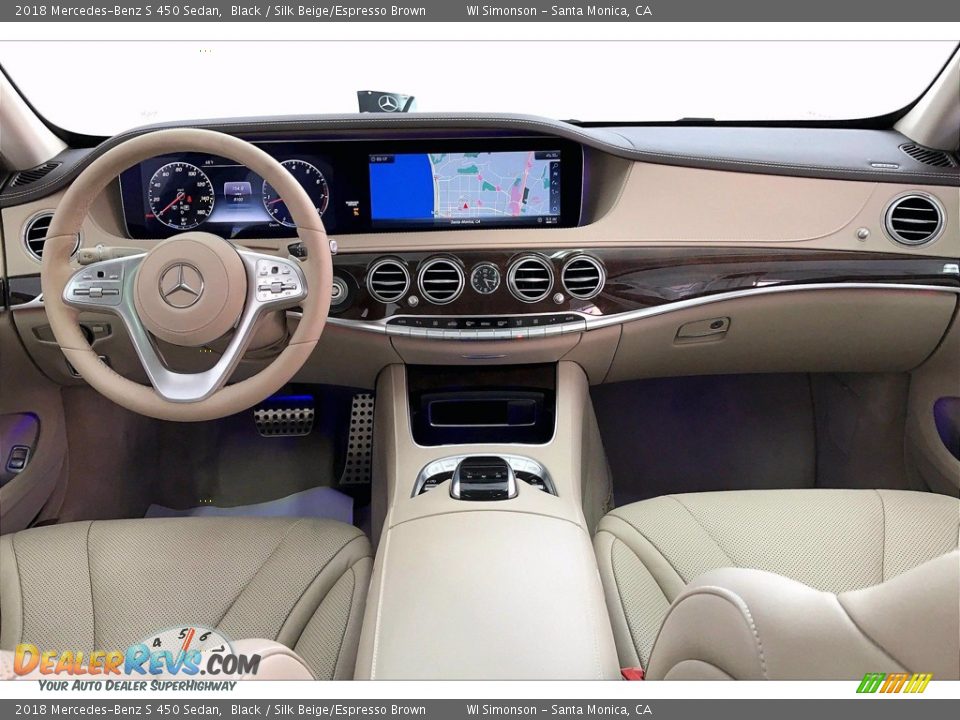 2018 Mercedes-Benz S 450 Sedan Black / Silk Beige/Espresso Brown Photo #15