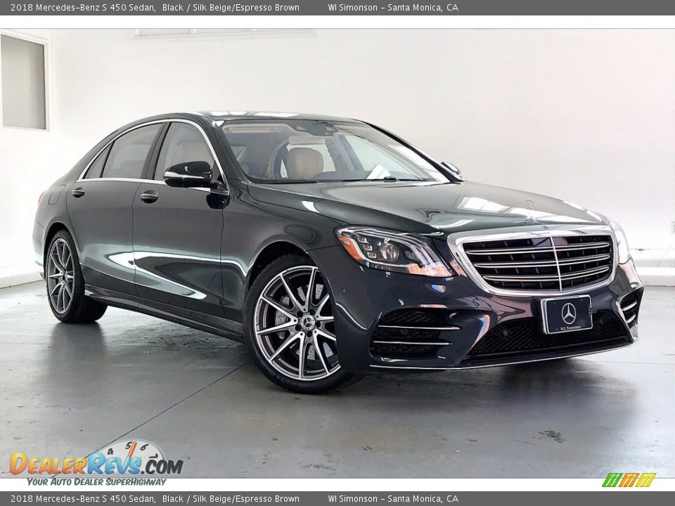 2018 Mercedes-Benz S 450 Sedan Black / Silk Beige/Espresso Brown Photo #34