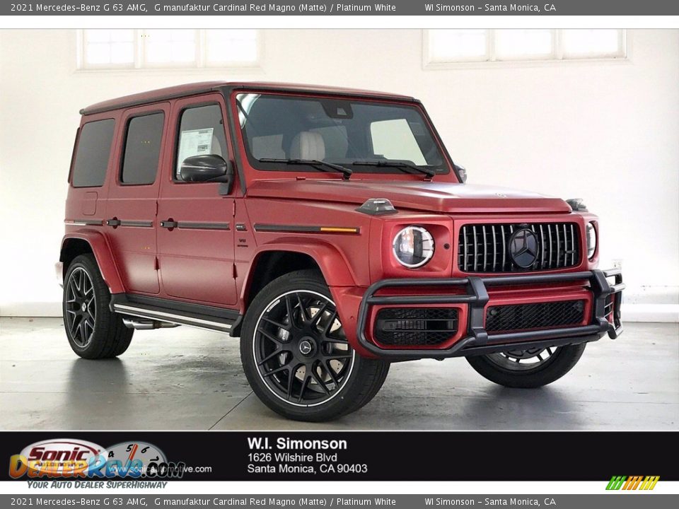 2021 Mercedes-Benz G 63 AMG G manufaktur Cardinal Red Magno (Matte) / Platinum White Photo #1