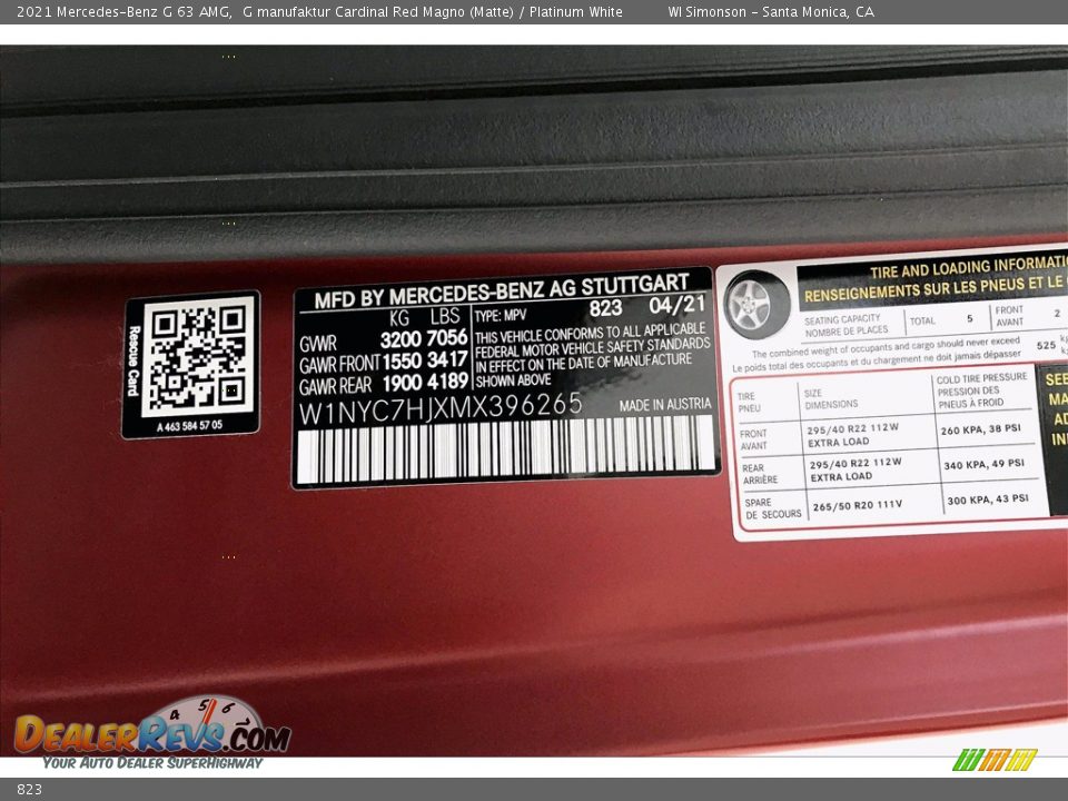 Mercedes-Benz Color Code 823 G manufaktur Cardinal Red Magno (Matte)