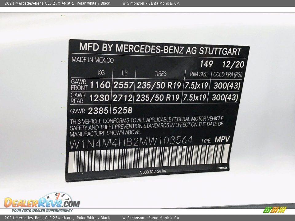 2021 Mercedes-Benz GLB 250 4Matic Polar White / Black Photo #11