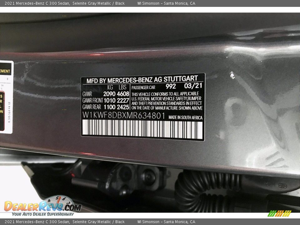 2021 Mercedes-Benz C 300 Sedan Selenite Gray Metallic / Black Photo #12