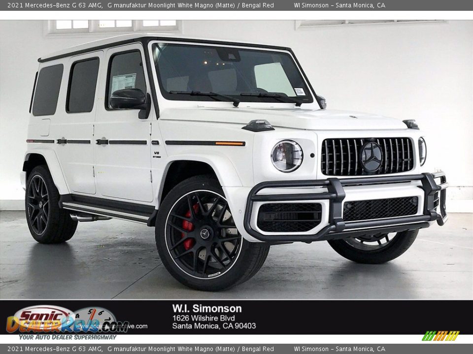 2021 Mercedes-Benz G 63 AMG G manufaktur Moonlight White Magno (Matte) / Bengal Red Photo #1