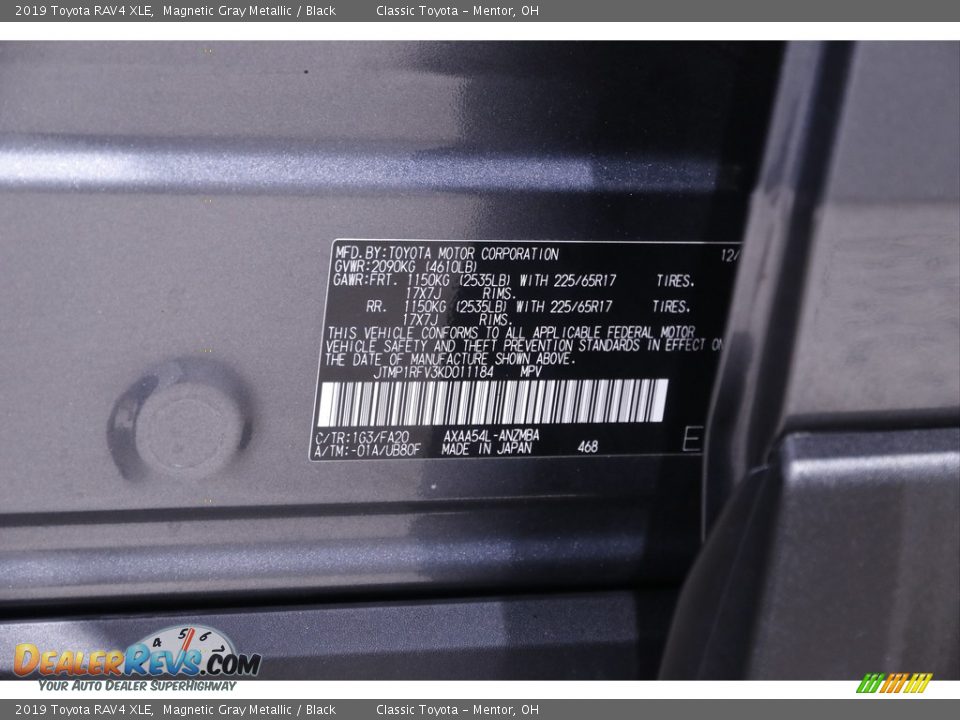 2019 Toyota RAV4 XLE Magnetic Gray Metallic / Black Photo #18