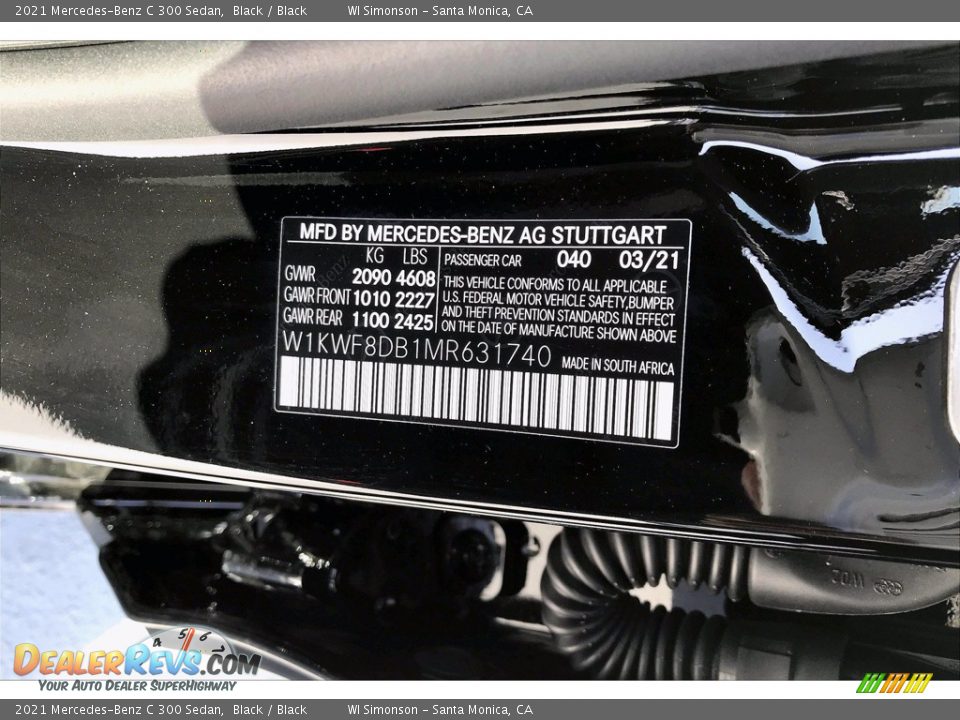 2021 Mercedes-Benz C 300 Sedan Black / Black Photo #13