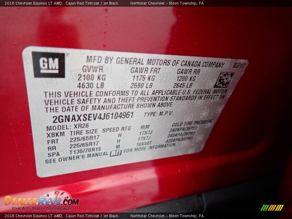 2018 Chevrolet Equinox LT AWD Cajun Red Tintcoat / Jet Black Photo #28