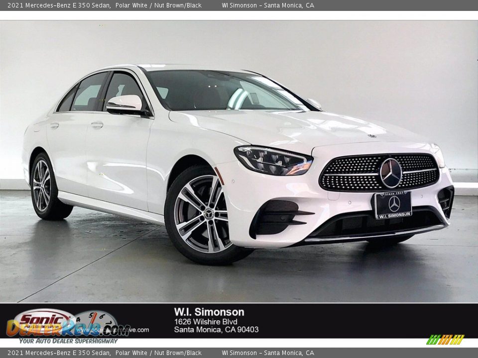 2021 Mercedes-Benz E 350 Sedan Polar White / Nut Brown/Black Photo #1