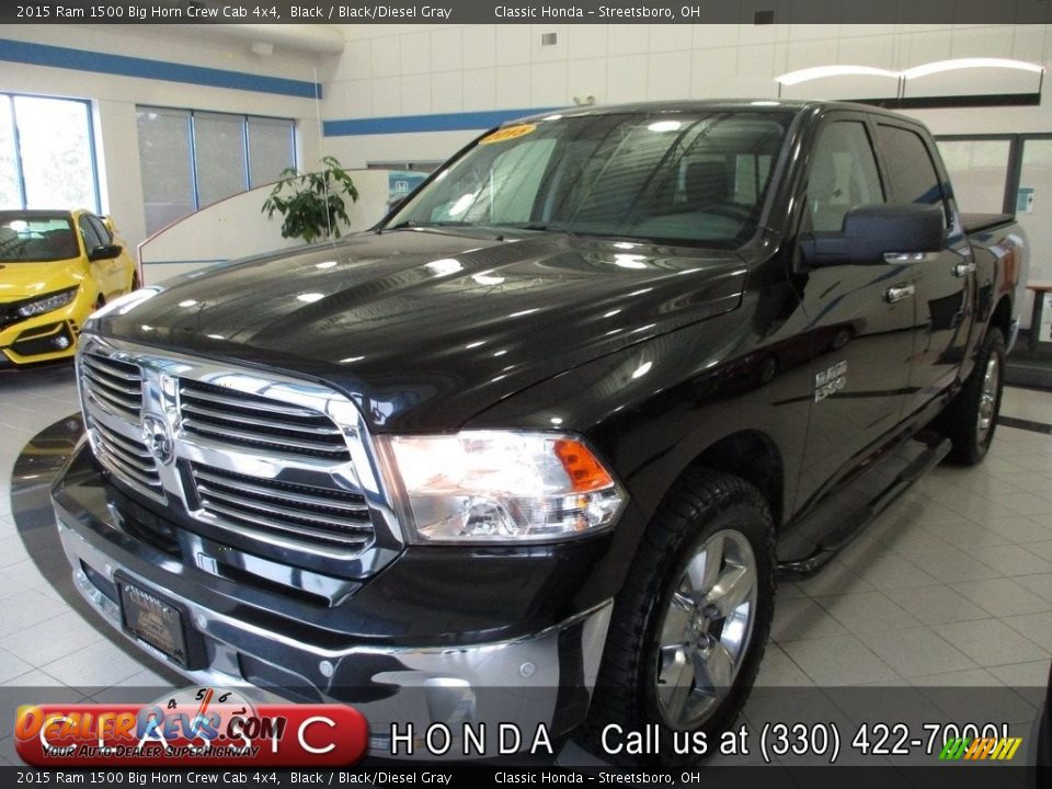 2015 Ram 1500 Big Horn Crew Cab 4x4 Black / Black/Diesel Gray Photo #1