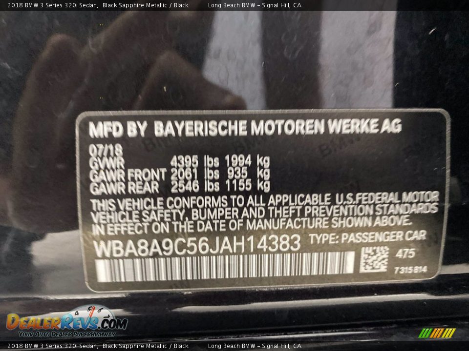 2018 BMW 3 Series 320i Sedan Black Sapphire Metallic / Black Photo #36