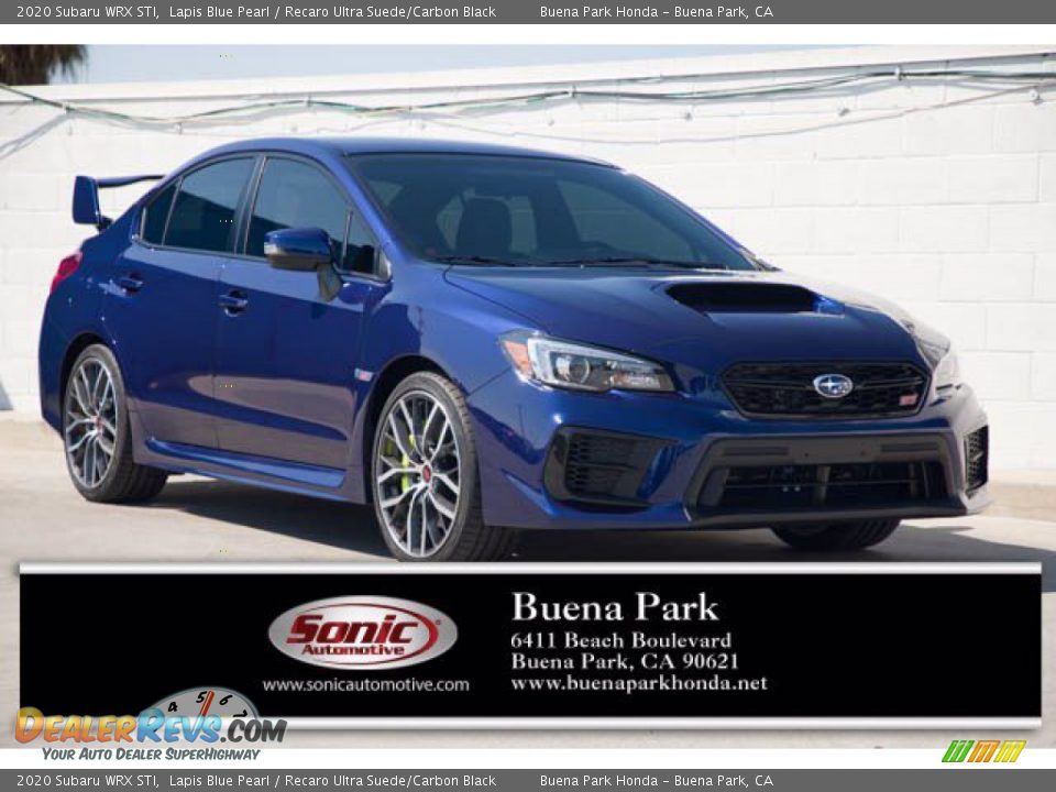 2020 Subaru WRX STI Lapis Blue Pearl / Recaro Ultra Suede/Carbon Black Photo #1