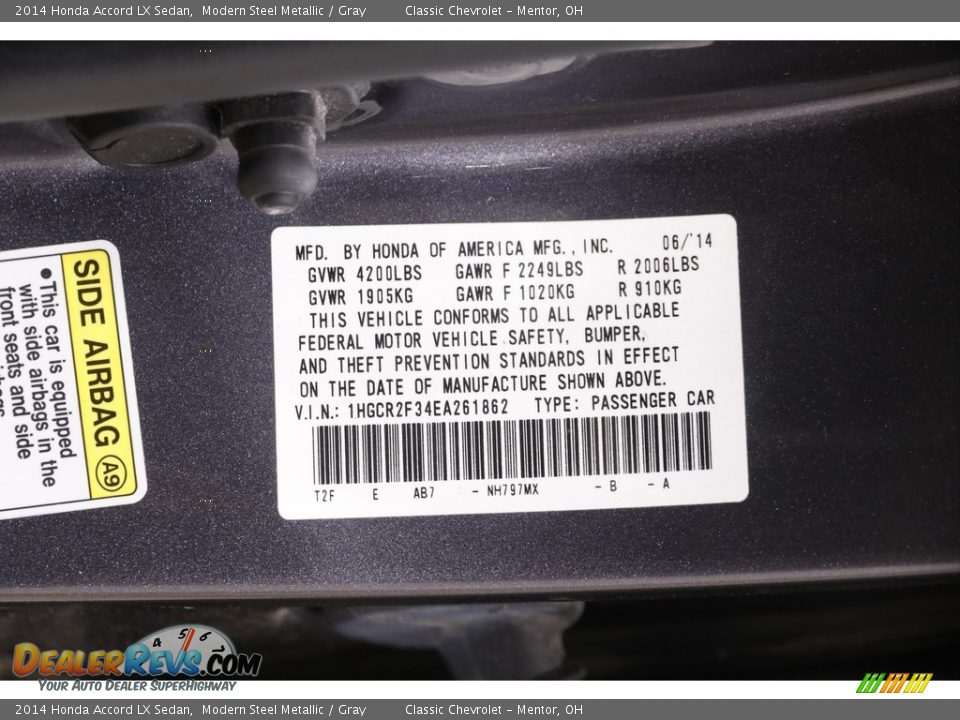 2014 Honda Accord LX Sedan Modern Steel Metallic / Gray Photo #20
