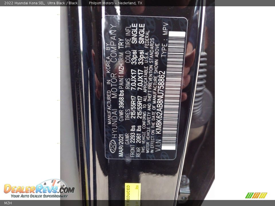 Hyundai Color Code MZH Ultra Black