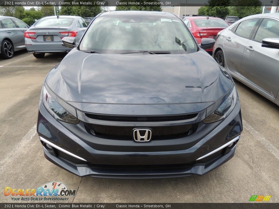 2021 Honda Civic EX-L Sedan Cosmic Blue Metallic / Gray Photo #2