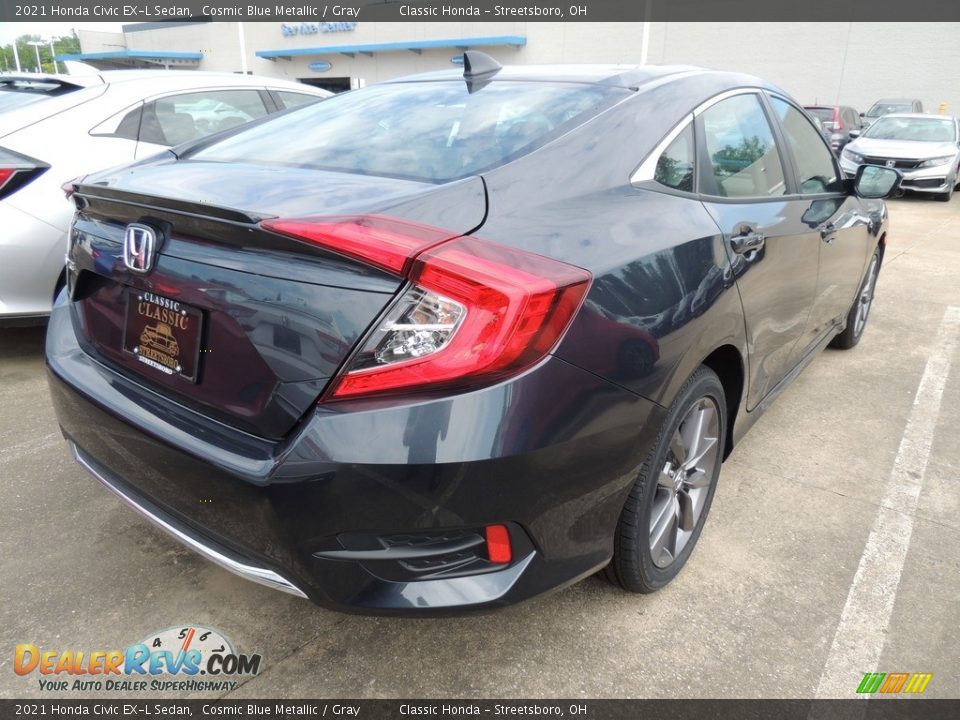 2021 Honda Civic EX-L Sedan Cosmic Blue Metallic / Gray Photo #4