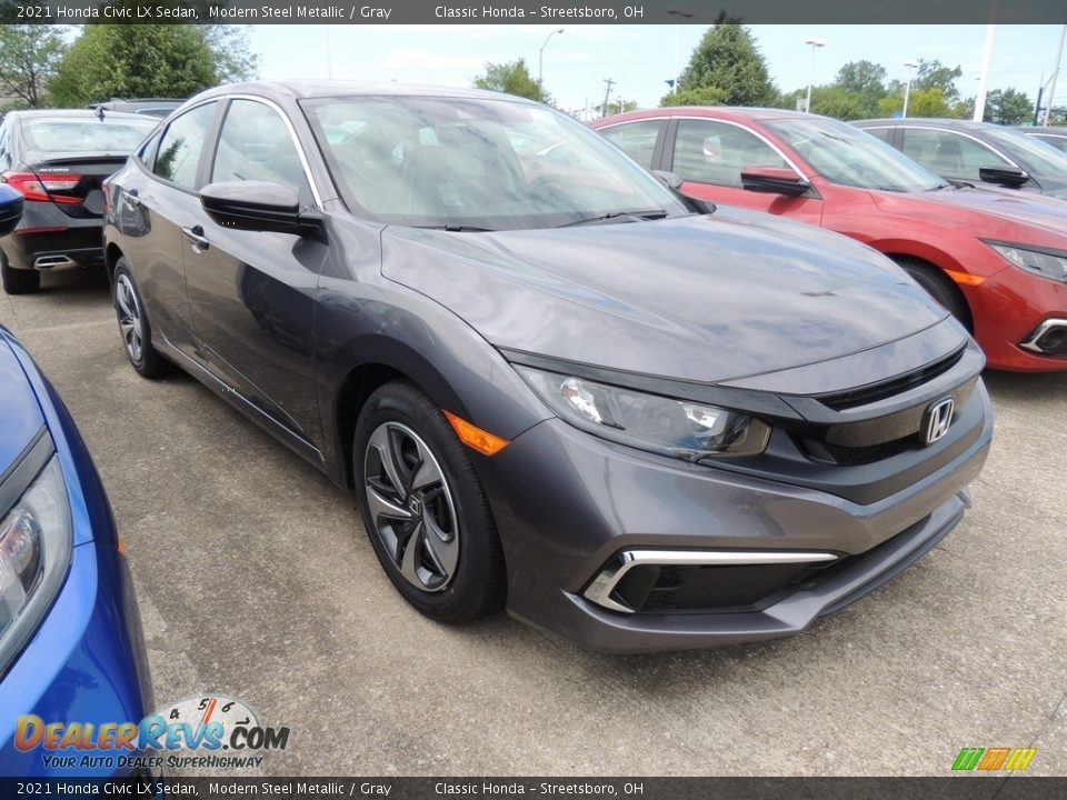 2021 Honda Civic LX Sedan Modern Steel Metallic / Gray Photo #3
