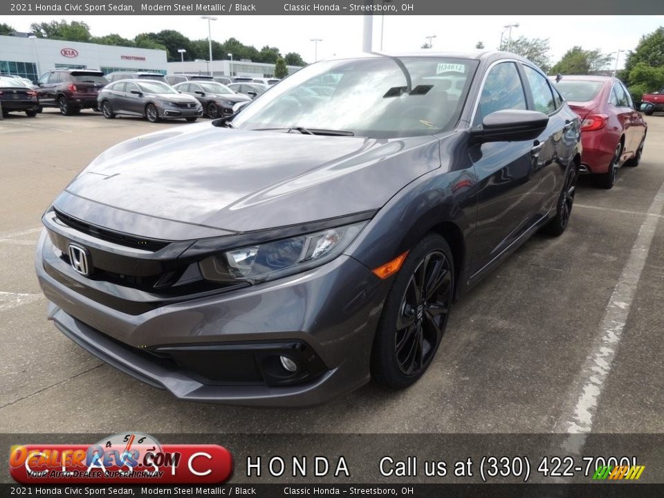 2021 Honda Civic Sport Sedan Modern Steel Metallic / Black Photo #1