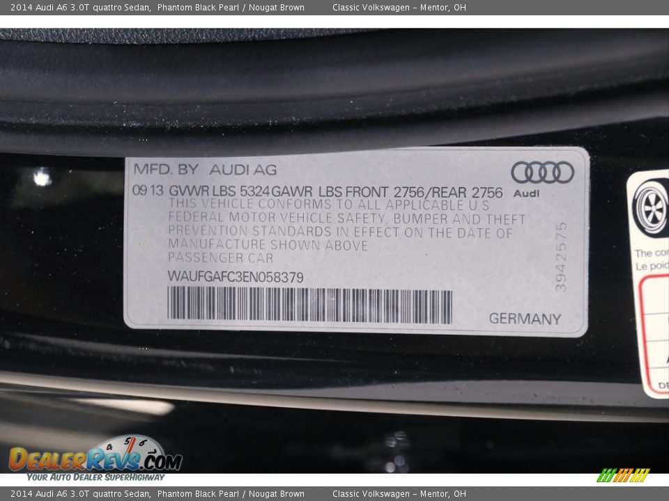 2014 Audi A6 3.0T quattro Sedan Phantom Black Pearl / Nougat Brown Photo #24